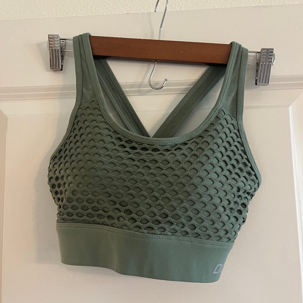 Lorna Jane - Green Crossback Mesh Sports Bra - S